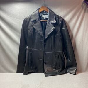 Pelle black leather jacket size medium